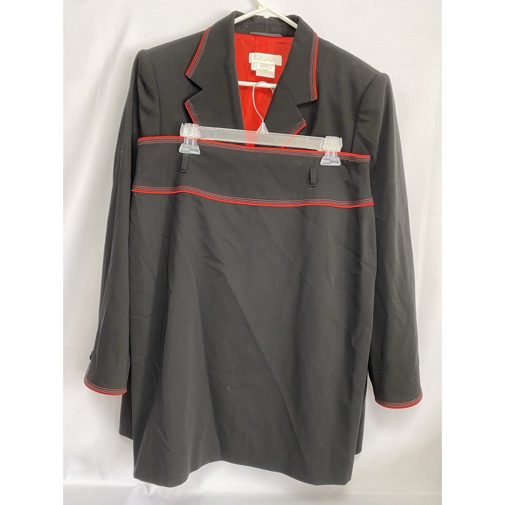 Escada Margaretha Ley Black & Red‎ Women's Blazer And Skirt Set Size 44 (12-14)